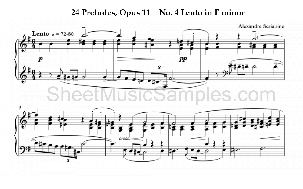 24 Preludes, Opus 11 – No. 4 Lento in E minor