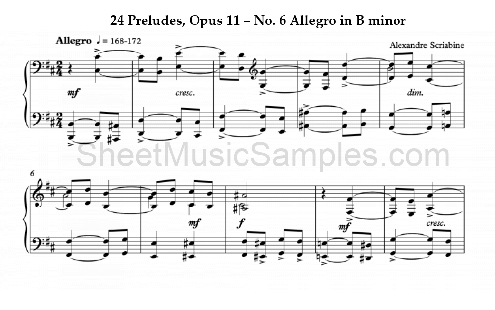 24 Preludes, Opus 11 – No. 6 Allegro in B minor