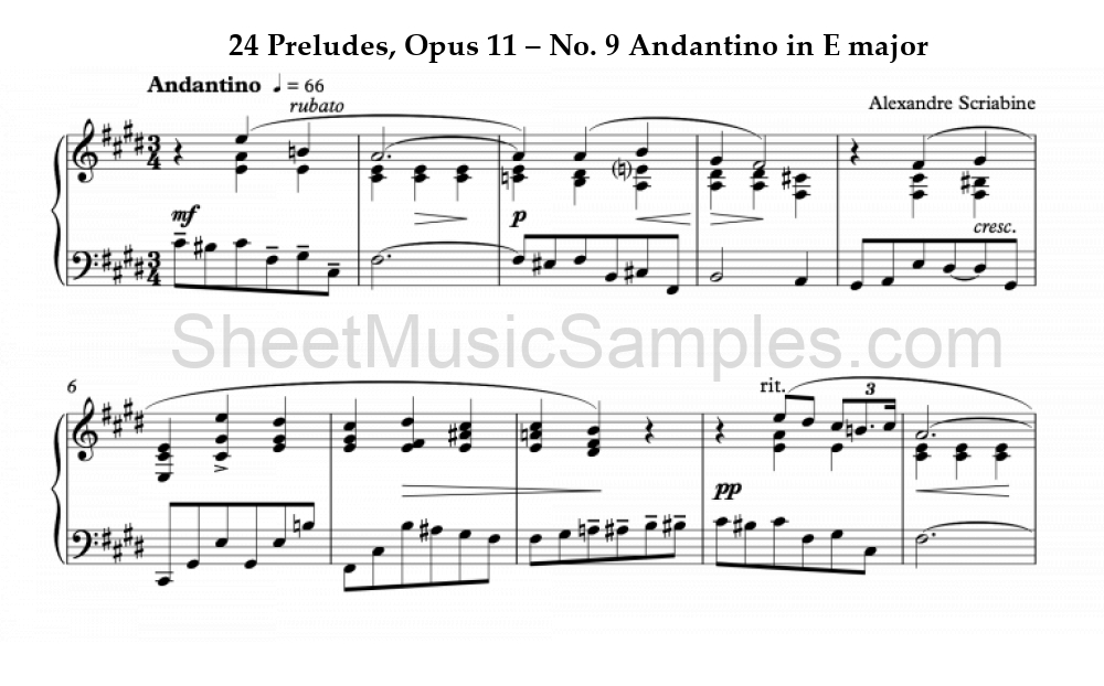 24 Preludes, Opus 11 – No. 9 Andantino in E major