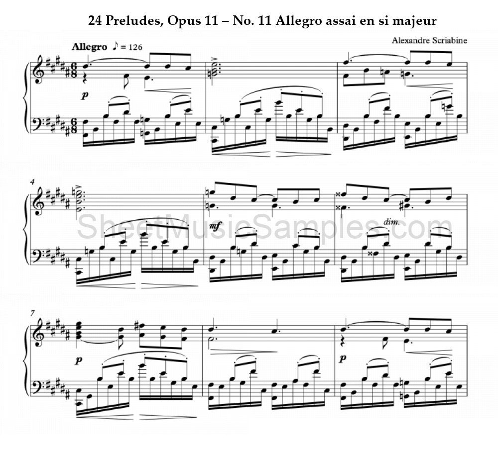 24 Preludes, Opus 11 – No. 11 Allegro assai en si majeur