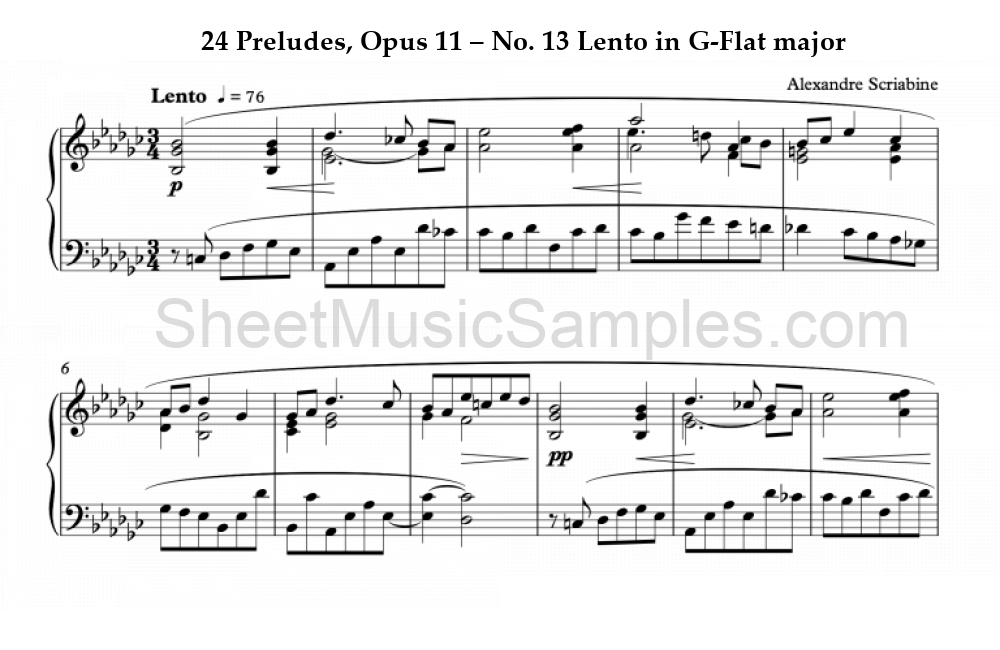 24 Preludes, Opus 11 – No. 13 Lento in G-Flat major