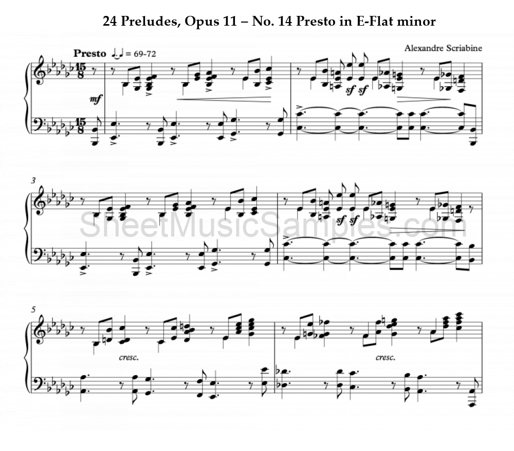 24 Preludes, Opus 11 – No. 14 Presto in E-Flat minor