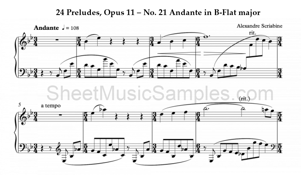 24 Preludes, Opus 11 – No. 21 Andante in B-Flat major