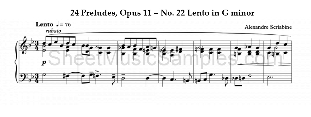 24 Preludes, Opus 11 – No. 22 Lento in G minor