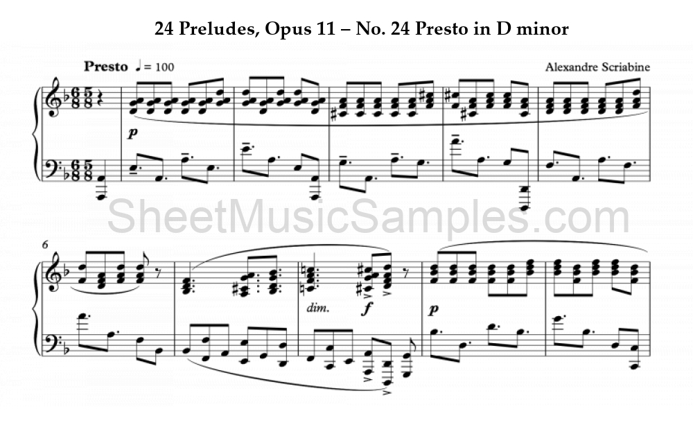 24 Preludes, Opus 11 – No. 24 Presto in D minor