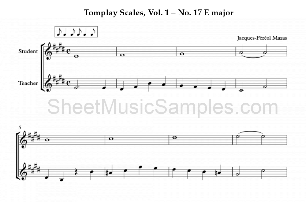 Tomplay Scales, Vol. 1 – No. 17 E major