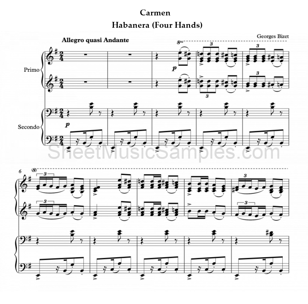 Carmen - Habanera (Four Hands)