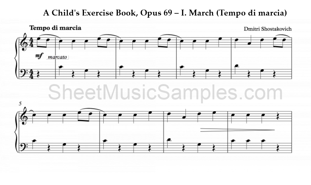 A Child's Exercise Book, Opus 69 – I. March (Tempo di marcia)