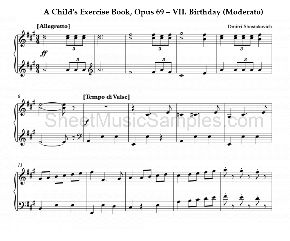 A Child's Exercise Book, Opus 69 – VII. Birthday (Moderato)