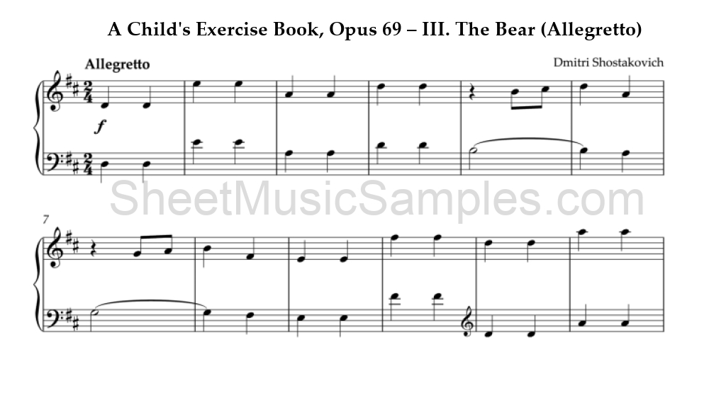 A Child's Exercise Book, Opus 69 – III. The Bear (Allegretto)