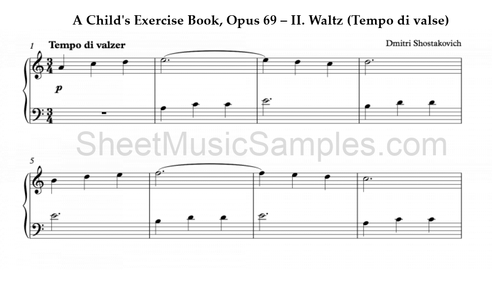 A Child's Exercise Book, Opus 69 – II. Waltz (Tempo di valse)