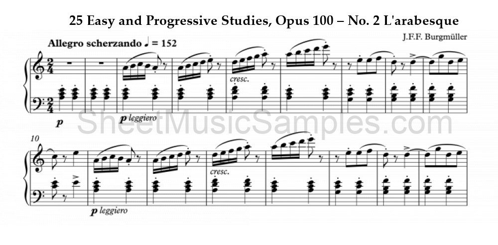 25 Easy and Progressive Studies, Opus 100 – No. 2 L'arabesque