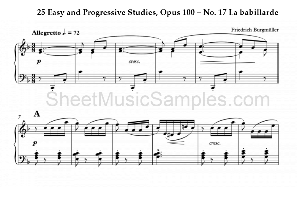 25 Easy and Progressive Studies, Opus 100 – No. 17 La babillarde