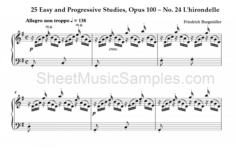 25 Easy and Progressive Studies, Opus 100 – No. 24 L'hirondelle