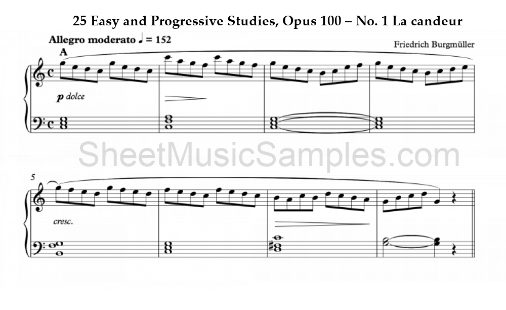 25 Easy and Progressive Studies, Opus 100 – No. 1 La candeur