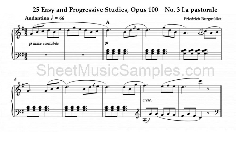 25 Easy and Progressive Studies, Opus 100 – No. 3 La pastorale