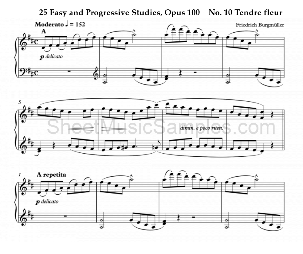 25 Easy and Progressive Studies, Opus 100 – No. 10 Tendre fleur