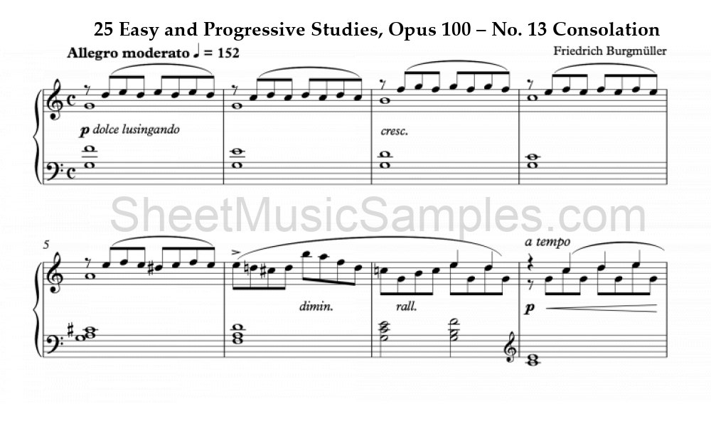 25 Easy and Progressive Studies, Opus 100 – No. 13 Consolation