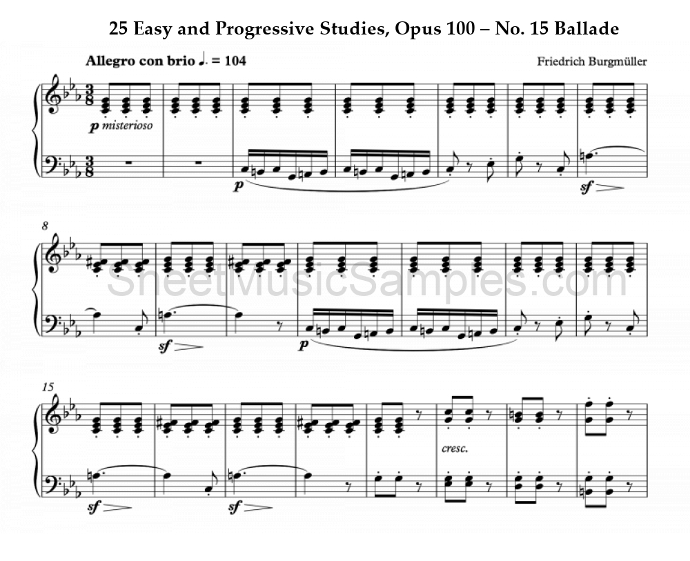 25 Easy and Progressive Studies, Opus 100 – No. 15 Ballade