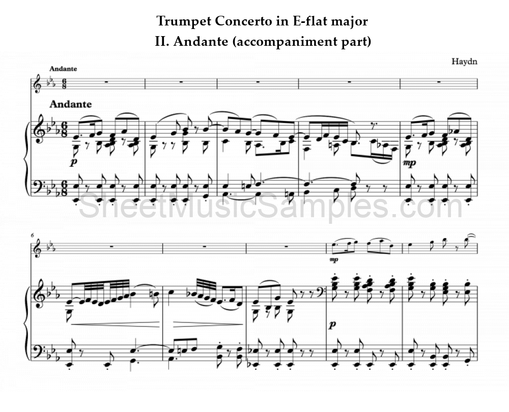 Trumpet Concerto in E-flat major - II. Andante (accompaniment part)