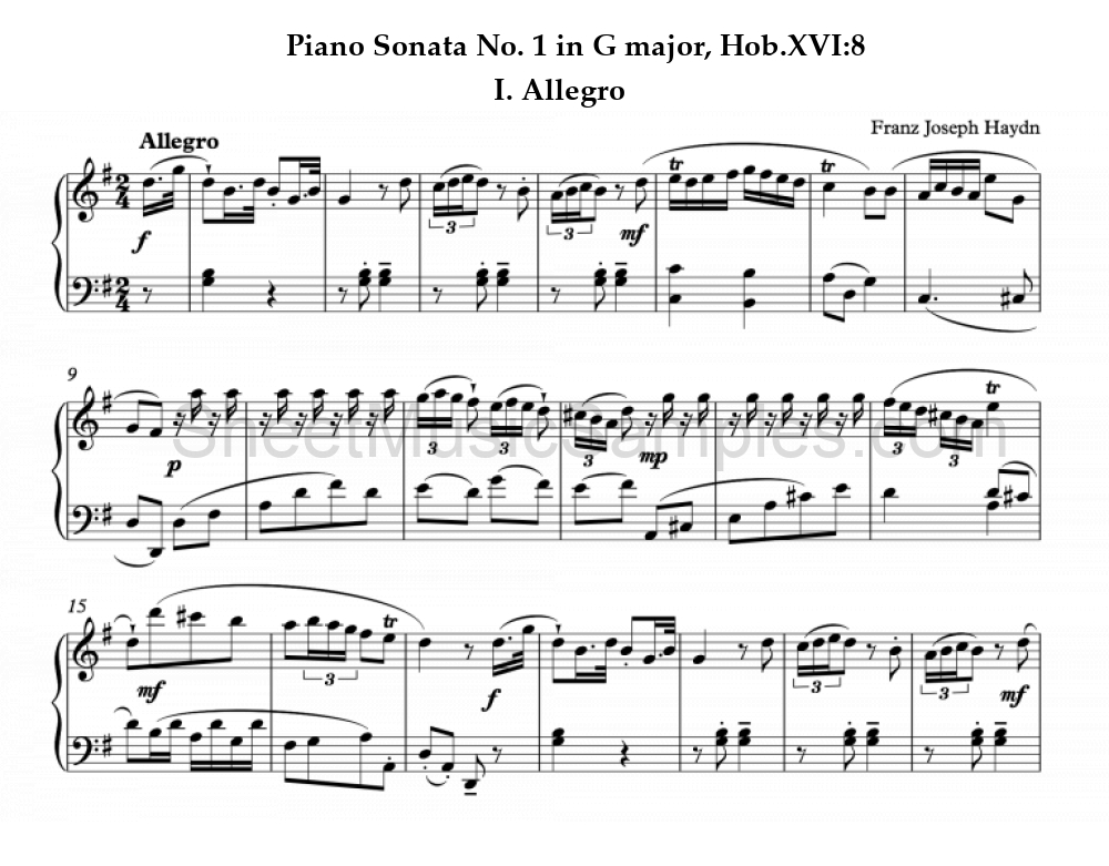 Piano Sonata No. 1 in G major, Hob.XVI:8 - I. Allegro