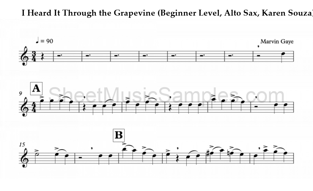 I Heard It Through the Grapevine (Beginner Level, Alto Sax, Karen Souza)