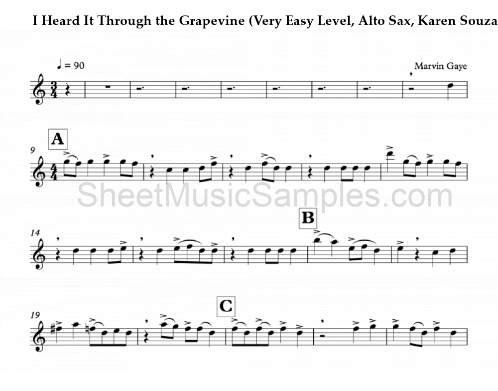 I Heard It Through the Grapevine (Very Easy Level, Alto Sax, Karen Souza)