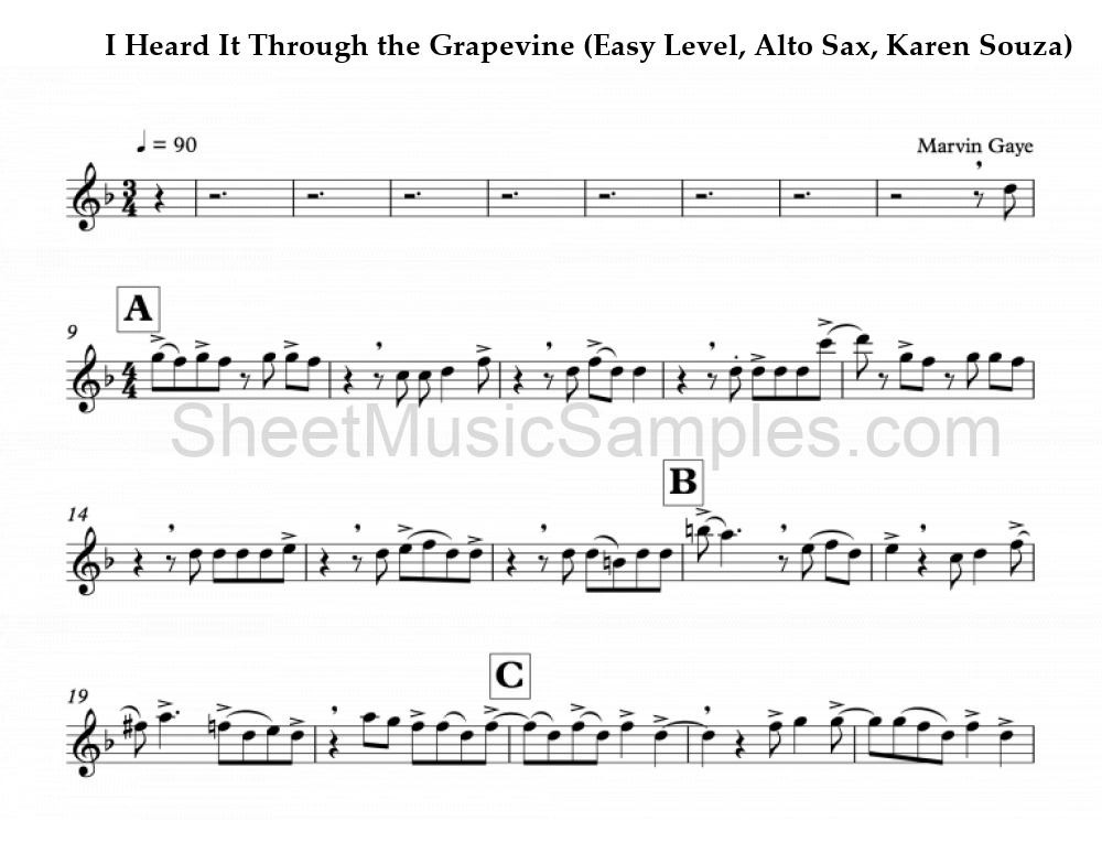 I Heard It Through the Grapevine (Easy Level, Alto Sax, Karen Souza)