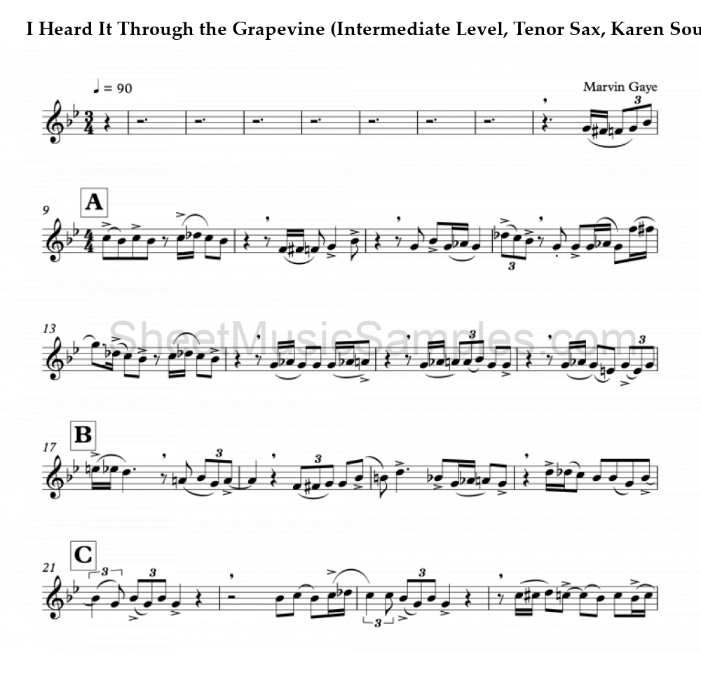 I Heard It Through the Grapevine (Intermediate Level, Tenor Sax, Karen Souza)