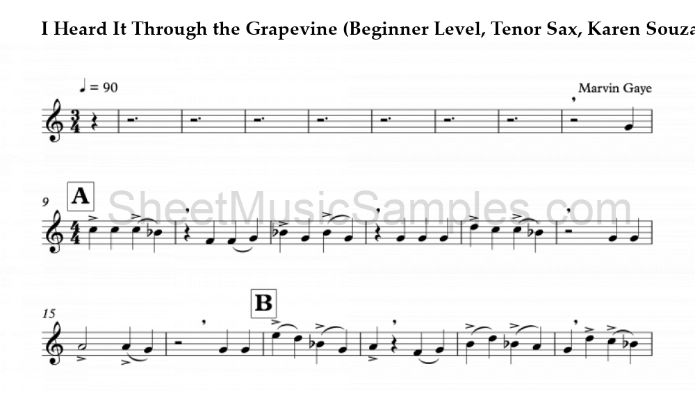 I Heard It Through the Grapevine (Beginner Level, Tenor Sax, Karen Souza)