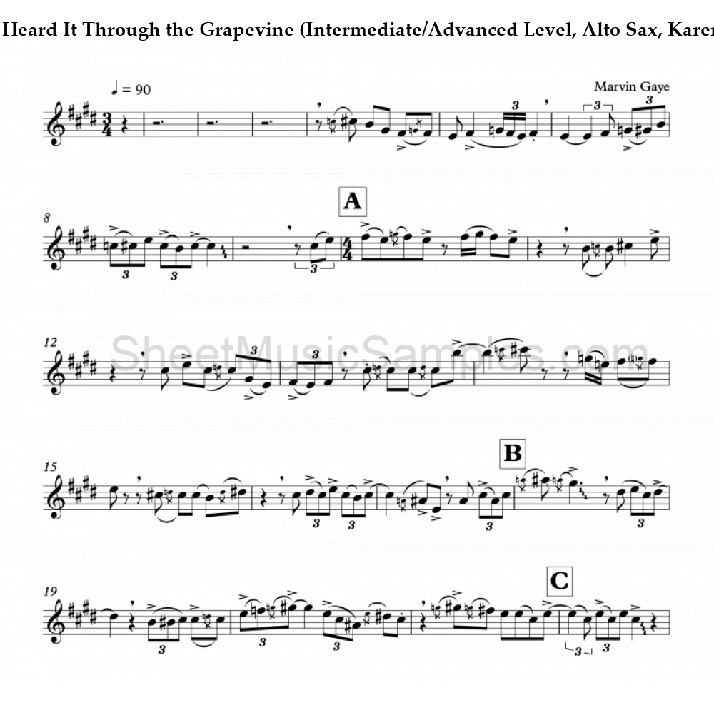 I Heard It Through the Grapevine (Intermediate/Advanced Level, Alto Sax, Karen Souza)