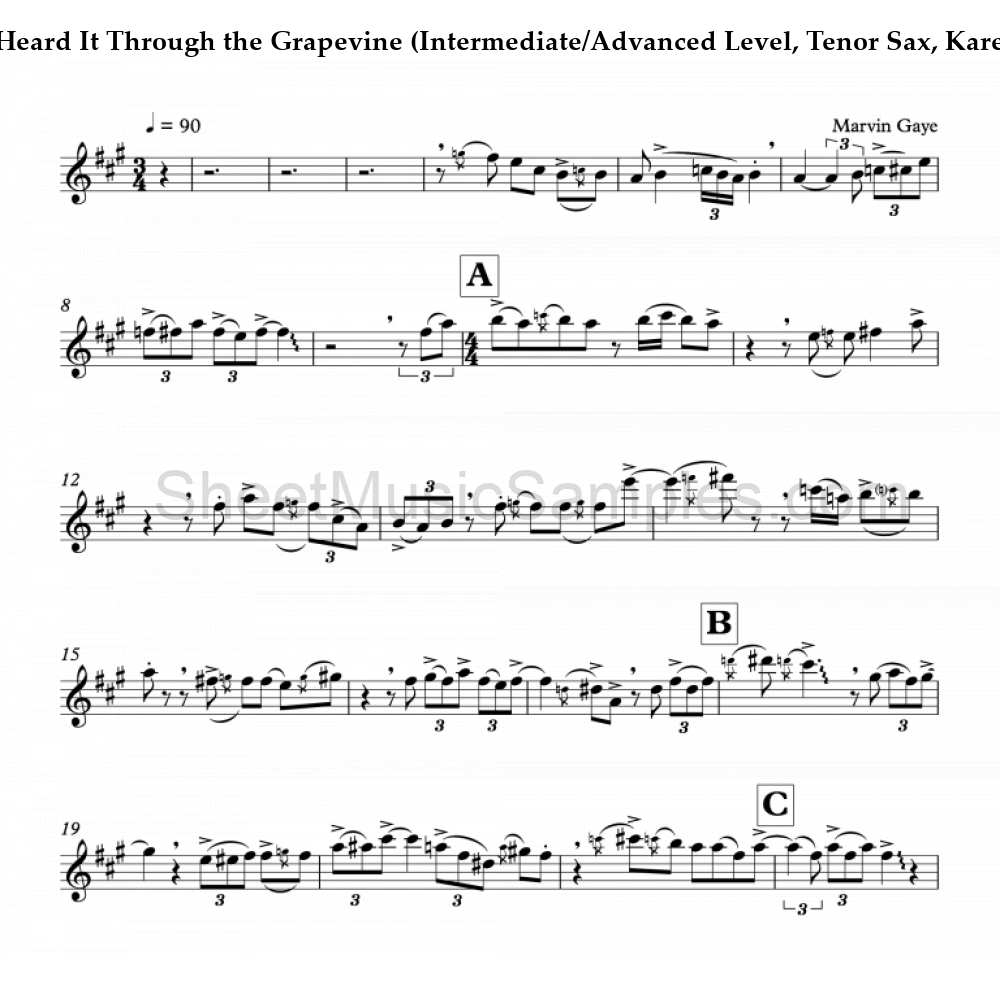 I Heard It Through the Grapevine (Intermediate/Advanced Level, Tenor Sax, Karen Souza)