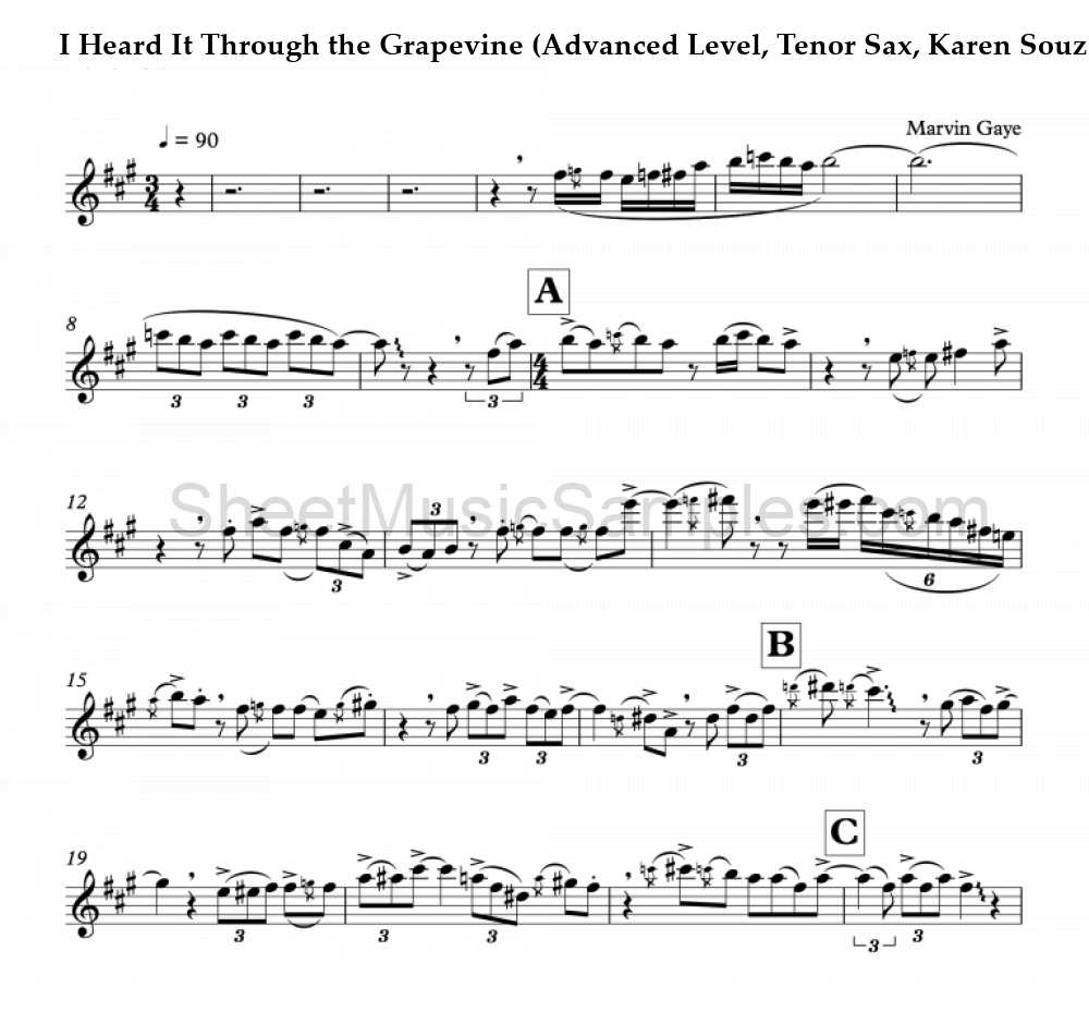 I Heard It Through the Grapevine (Advanced Level, Tenor Sax, Karen Souza)