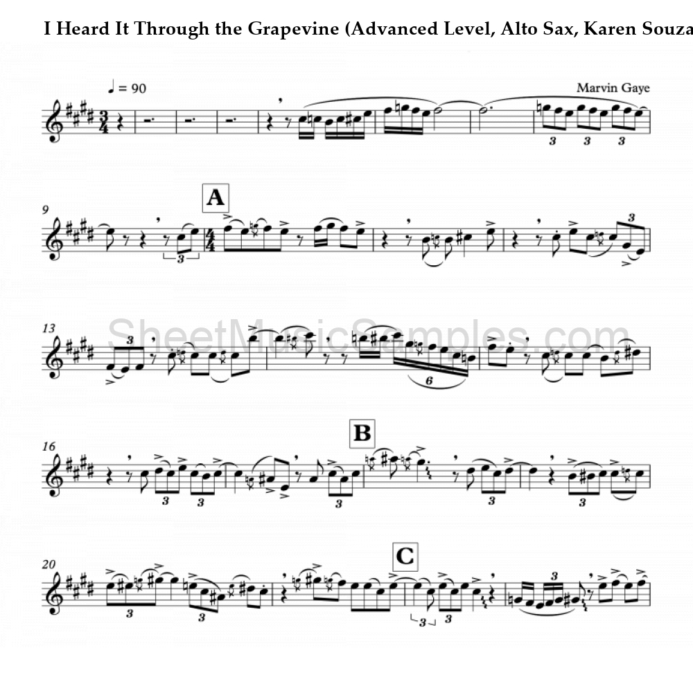 I Heard It Through the Grapevine (Advanced Level, Alto Sax, Karen Souza)