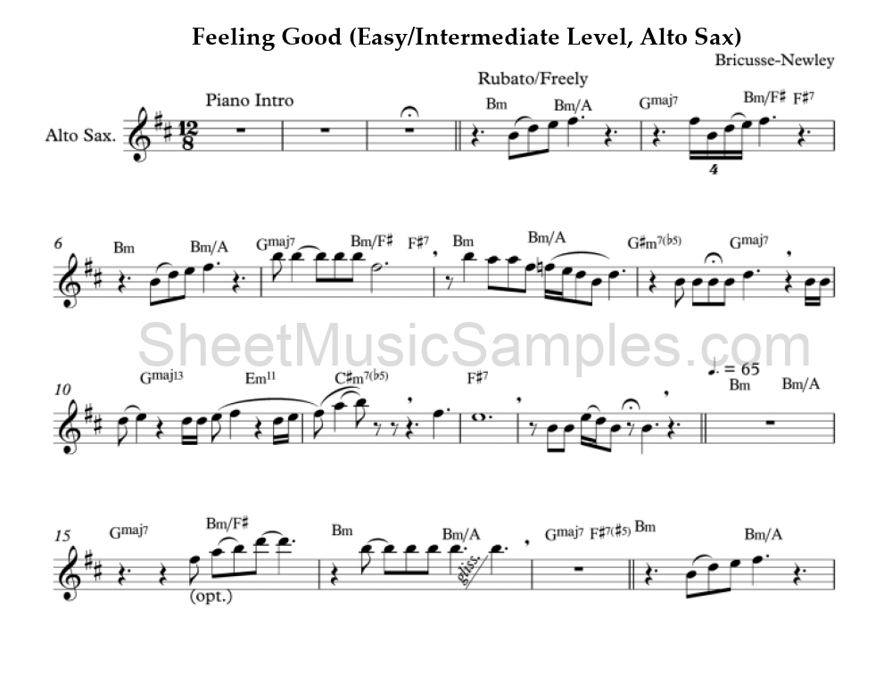 Feeling Good (Easy/Intermediate Level, Alto Sax)