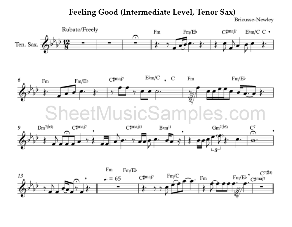 Feeling Good (Intermediate Level, Tenor Sax)