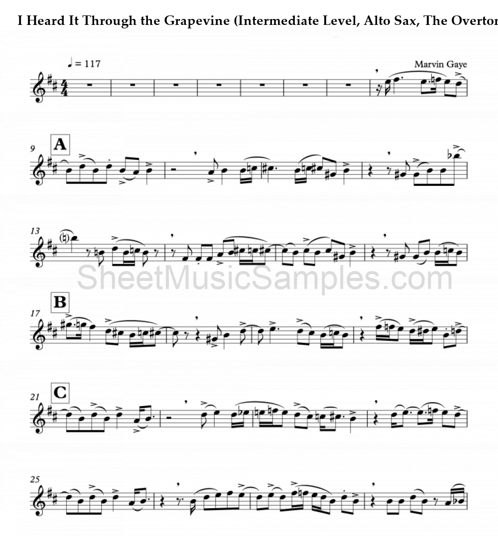 I Heard It Through the Grapevine (Intermediate Level, Alto Sax, The Overtones)