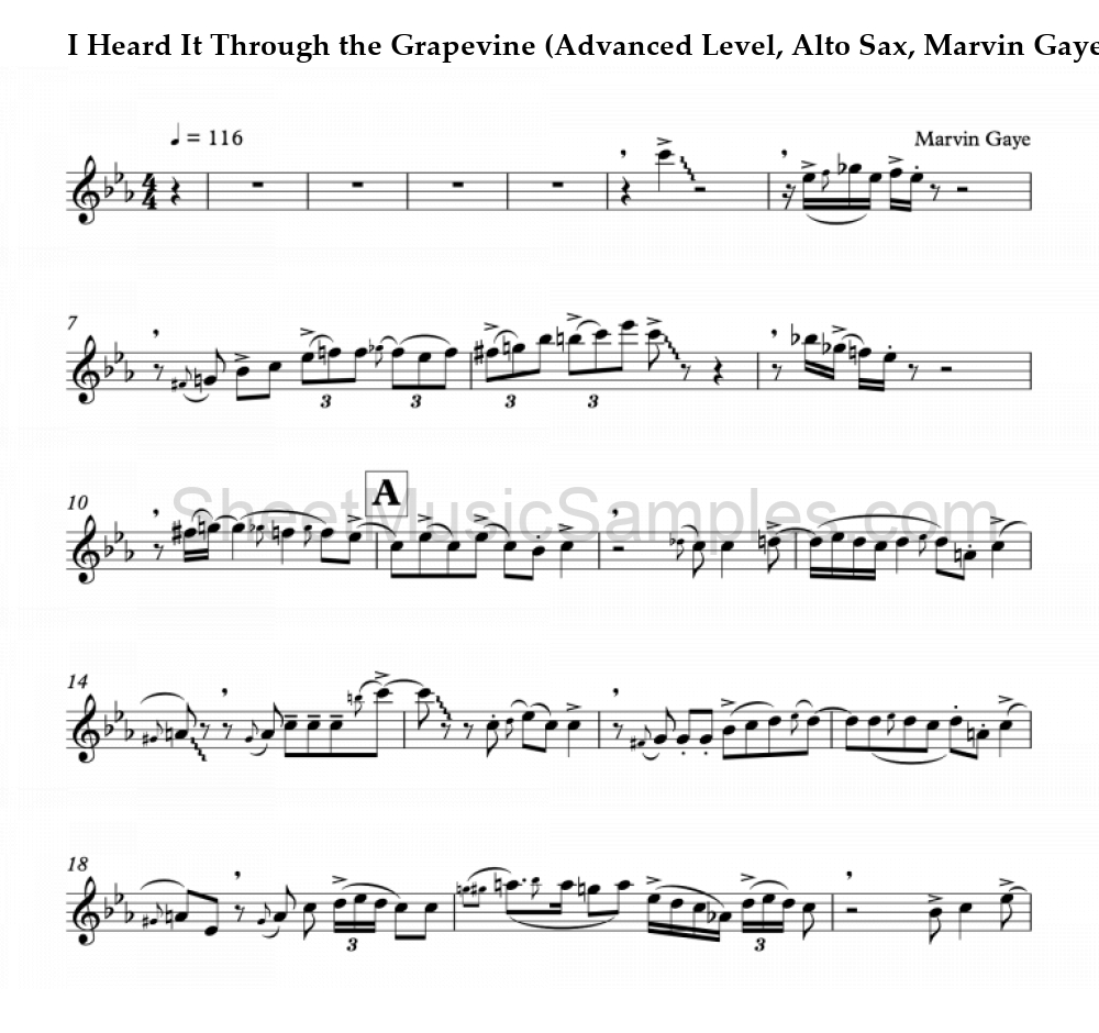 I Heard It Through the Grapevine (Advanced Level, Alto Sax, Marvin Gaye)