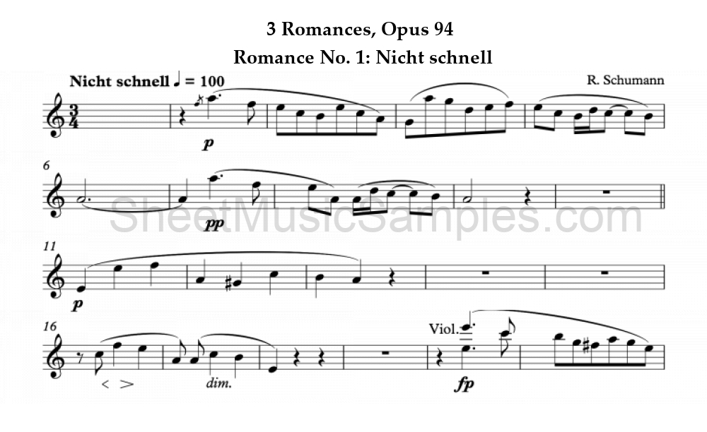 3 Romances, Opus 94 - Romance No. 1: Nicht schnell