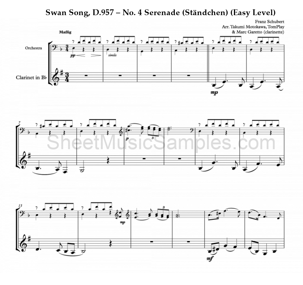 Swan Song, D.957 – No. 4 Serenade (Ständchen) (Easy Level)