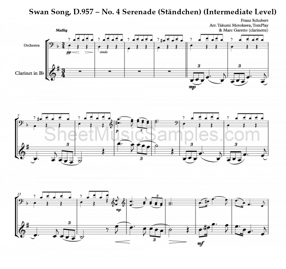 Swan Song, D.957 – No. 4 Serenade (Ständchen) (Intermediate Level)