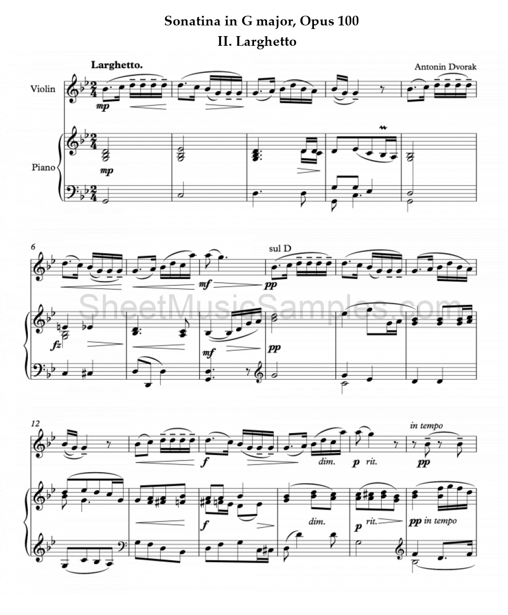 Sonatina in G major, Opus 100 - II. Larghetto