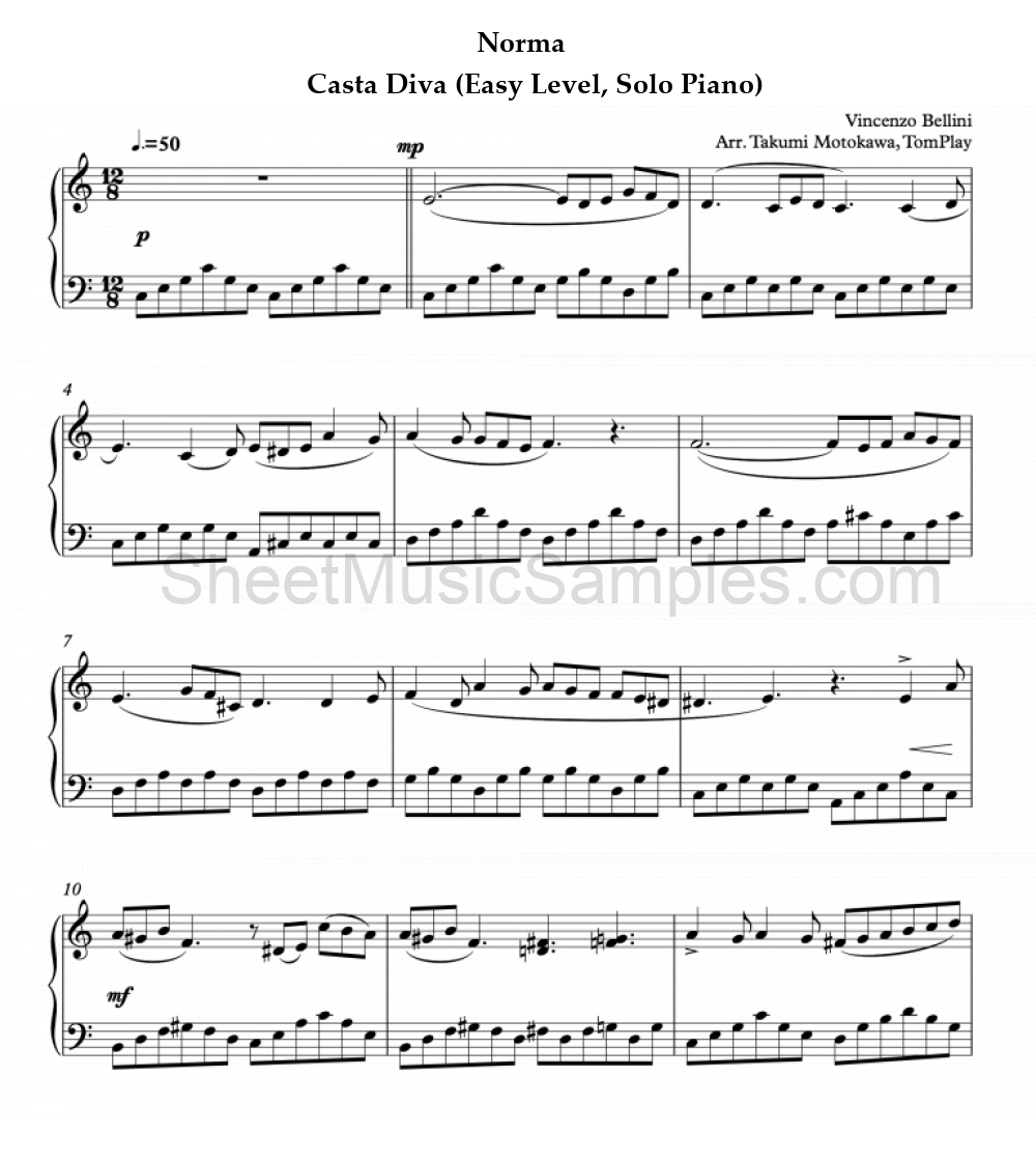 Norma - Casta Diva (Easy Level, Solo Piano)