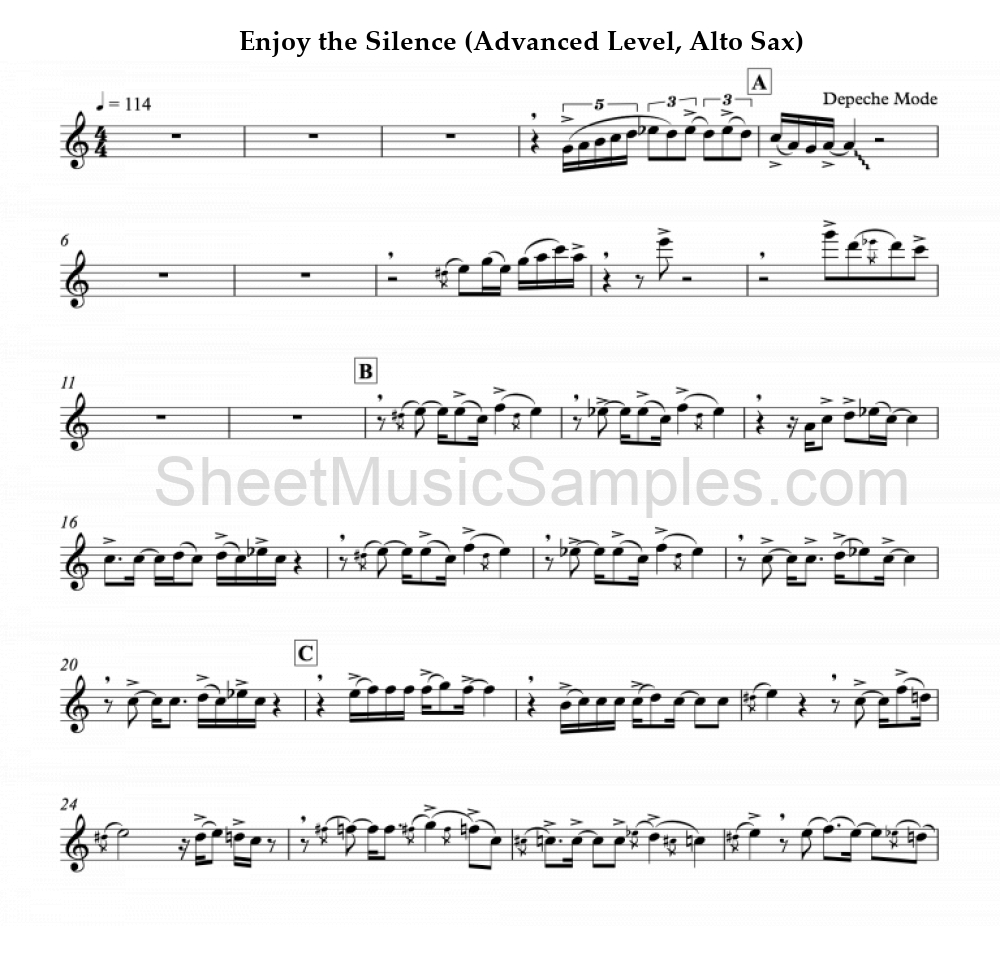 Enjoy the Silence (Advanced Level, Alto Sax)