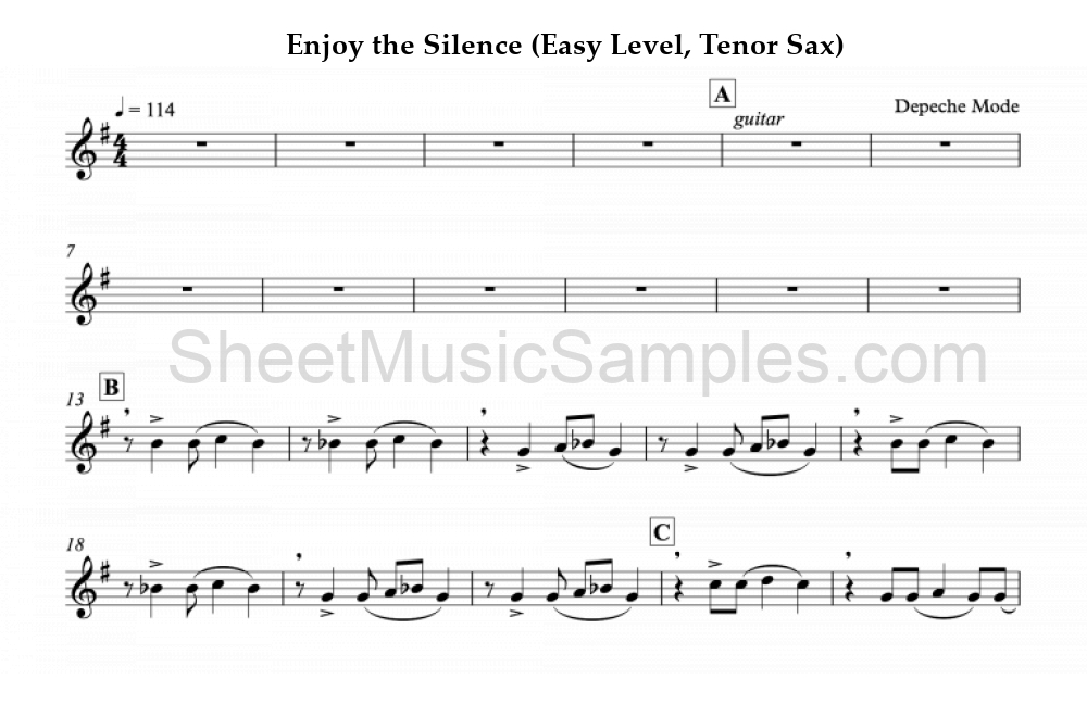 Enjoy the Silence (Easy Level, Tenor Sax)