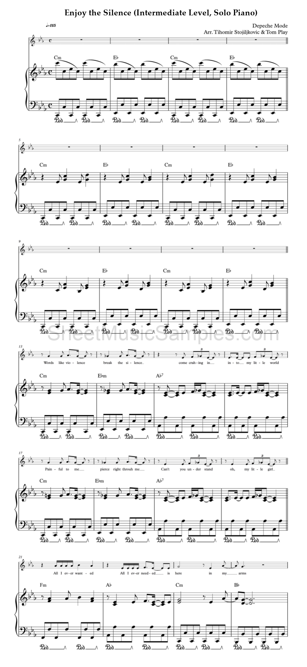 Enjoy the Silence (Intermediate Level, Solo Piano)