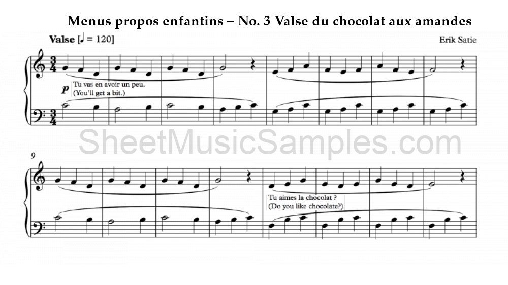 Menus propos enfantins – No. 3 Valse du chocolat aux amandes