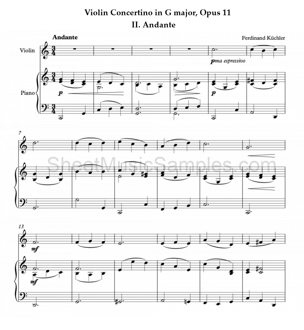 Violin Concertino in G major, Opus 11 - II. Andante