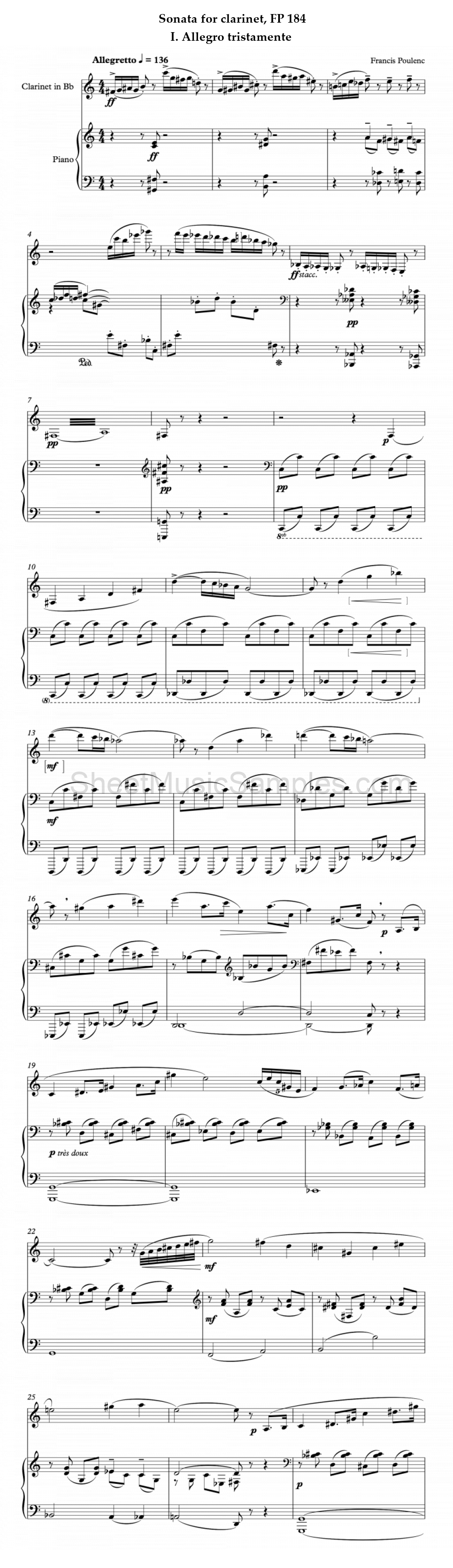 Sonata for clarinet, FP 184 - I. Allegro tristamente