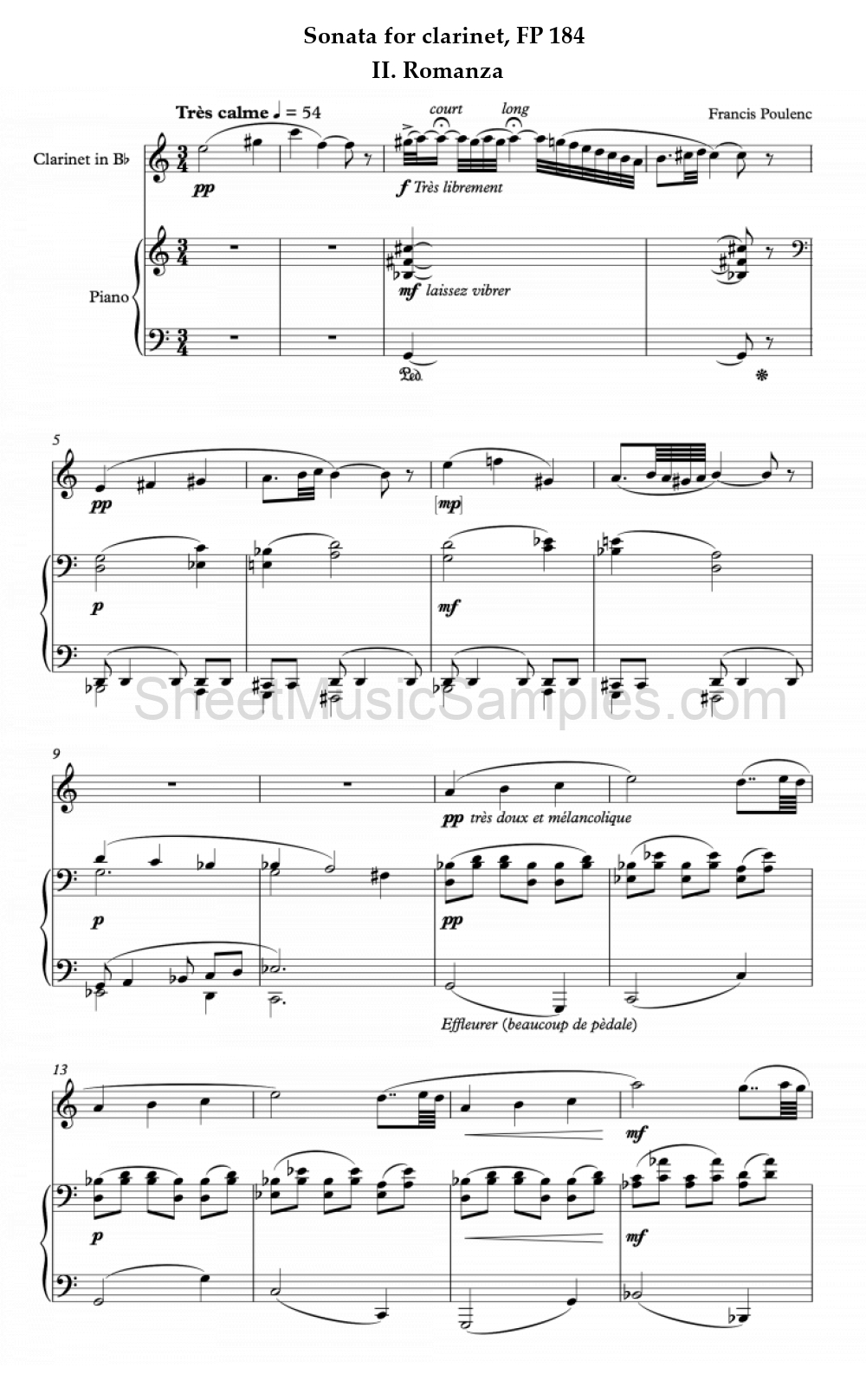 Sonata for clarinet, FP 184 - II. Romanza